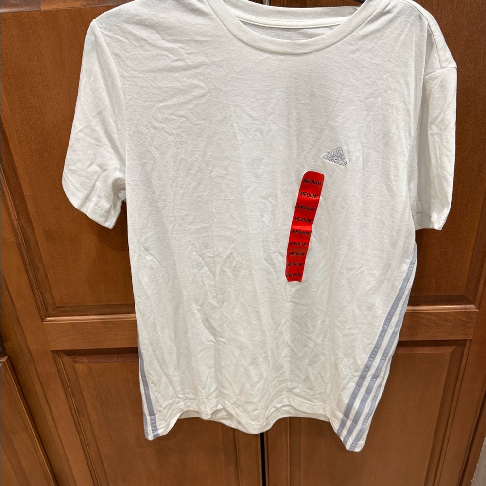 Adidas White Tee with Subtle Gray Accents